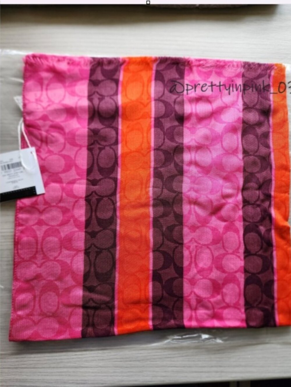 NEW COACH Signature Varsity Stripe OBLONG SCARF NWT - Picture 2 of 3